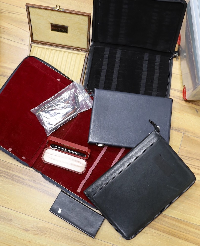 Fountain pens, pen-related advertising material, salesman’s collector cases, etc.